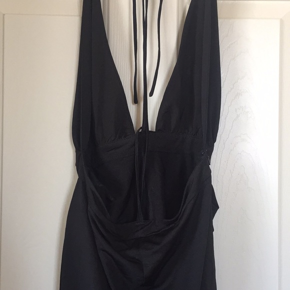 Asymmetrical Plunge Black Mini Dress New Years Eve - Picture 7 of 8